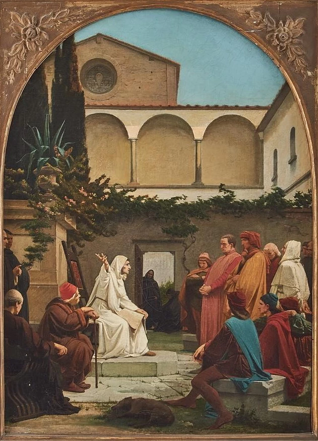 Savonarola spiega l' apocalisse nel chiostro del convento di San Marco